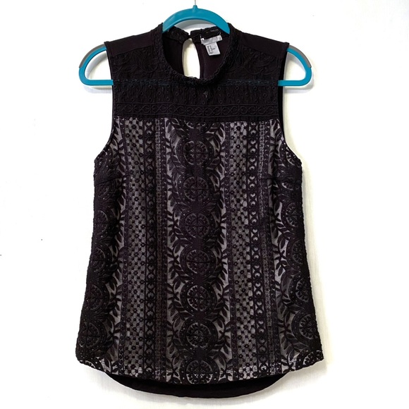 H&M Lined Lace Front Sleeveless Top - Picture 1 of 7